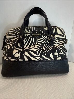 kate spade Black and Cream Botanical Print Satchel